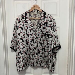 Vintage Disney World Mickey Mouse Silk Button Down Shirt